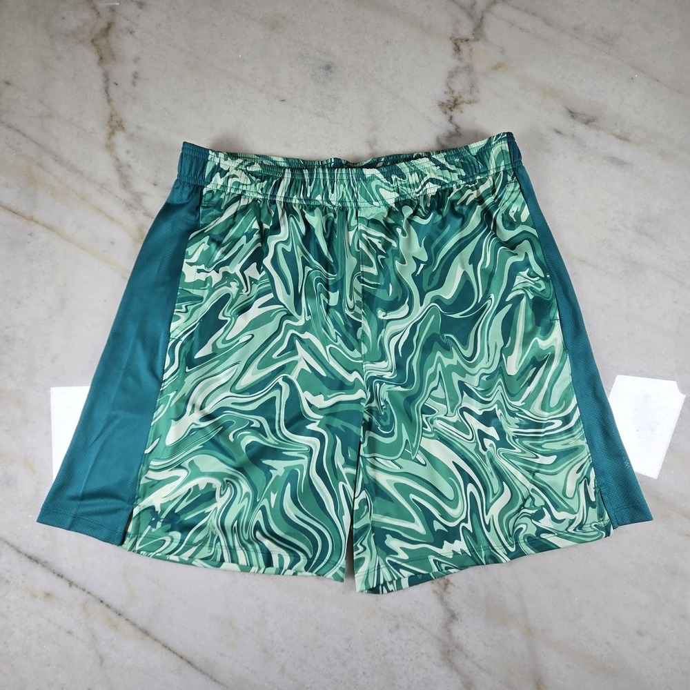 Under Armour Train Stretch 2.0 Shorts Men's Loose Fit Size XL Green Marble Teal‎